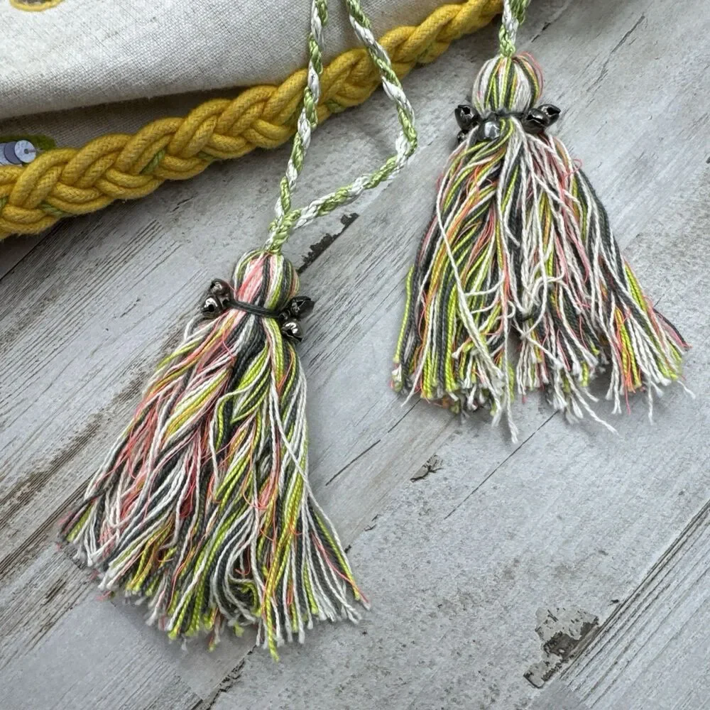 Ruby Yaya Cotton Colorful Fringe Tassels Shoulder Bucket Crossbody Bag Boho Tote